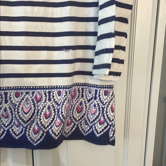 Navy and White Striped Women's Top - Picture 6 of 8